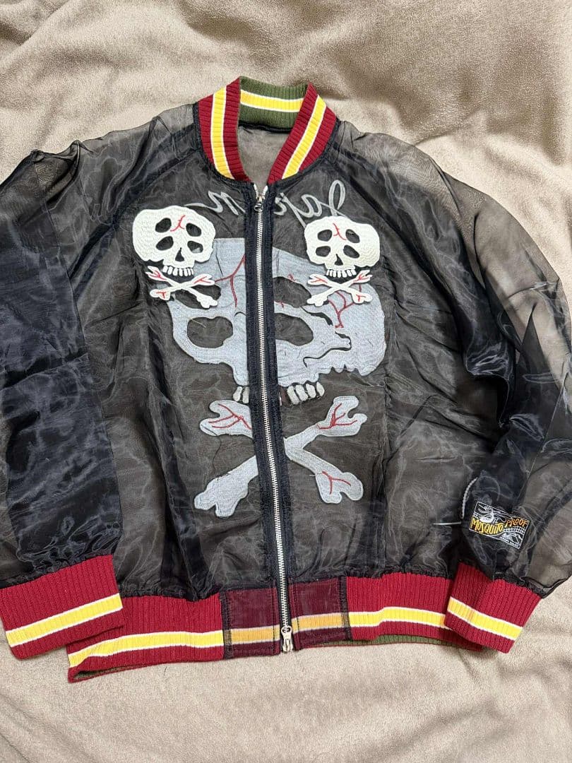 未使用 スカル vintage メッシュ生地 スカジャン unisex 美品