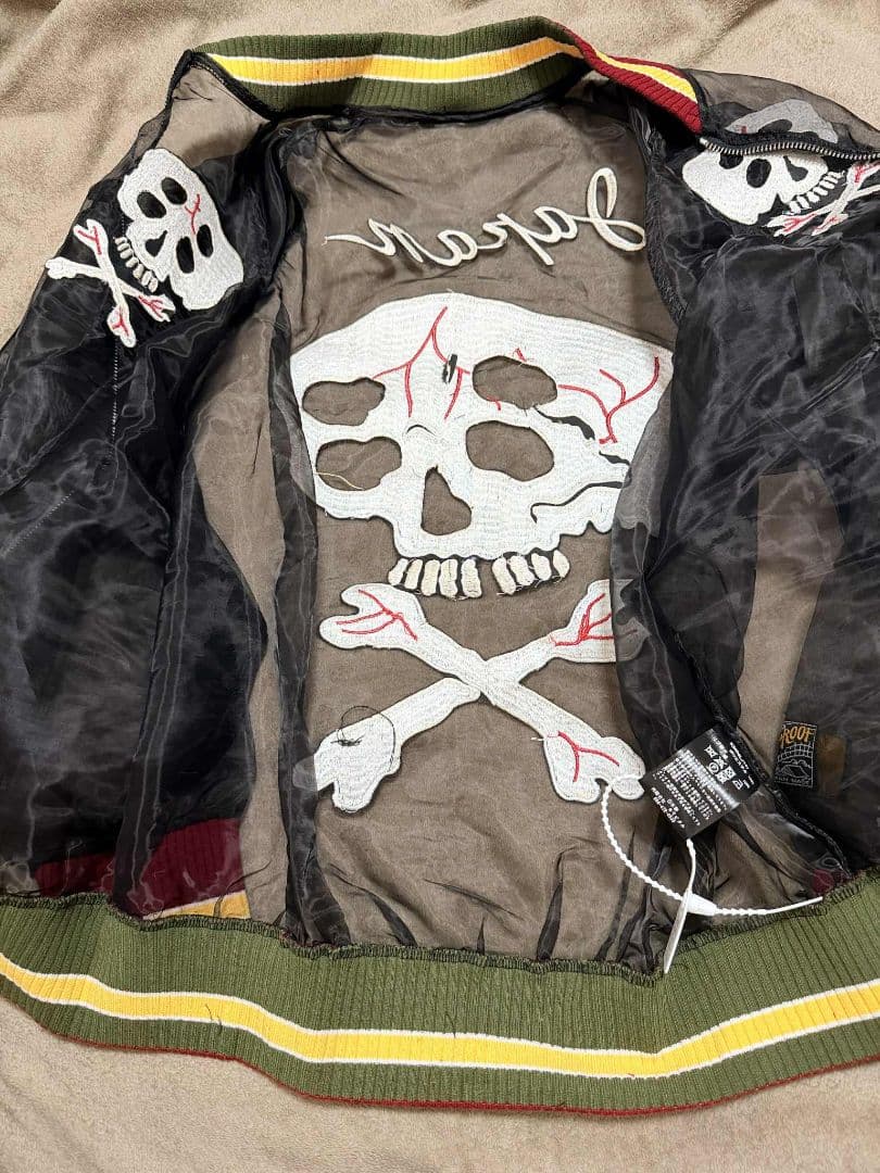 未使用 スカル vintage メッシュ生地 スカジャン unisex 美品