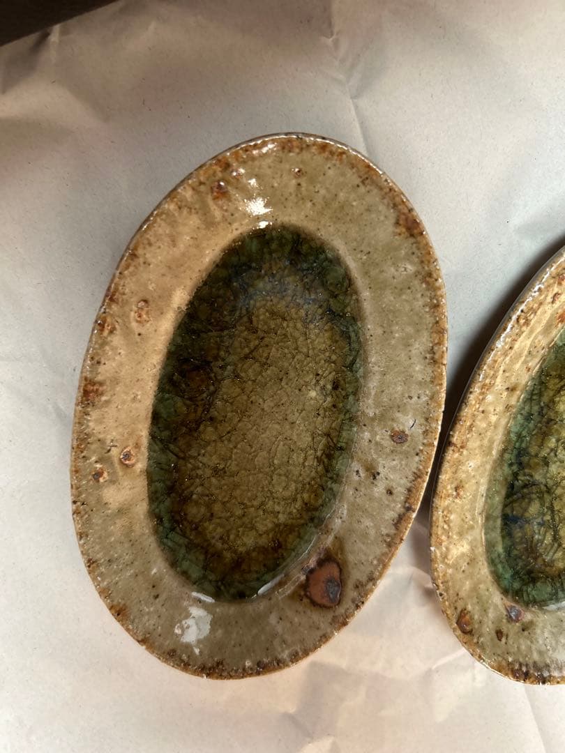 最終値下げ　新品　やちむん　宮城陶器　宮城正幸 オーバル皿　2個セット