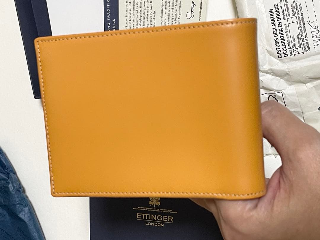 ETTINGER　エッティンガー 二つ折り財布＋小銭入れ タン&イエロー メンズ