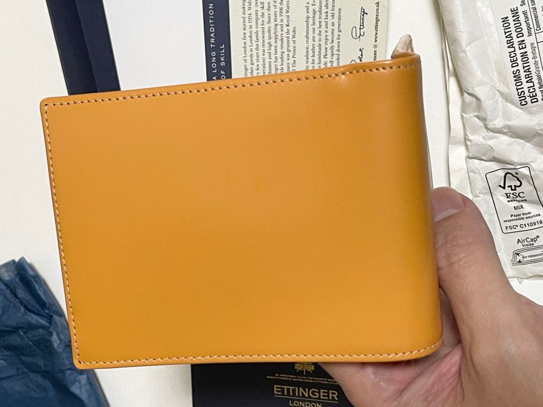 ETTINGER　エッティンガー 二つ折り財布＋小銭入れ タン&イエロー メンズ