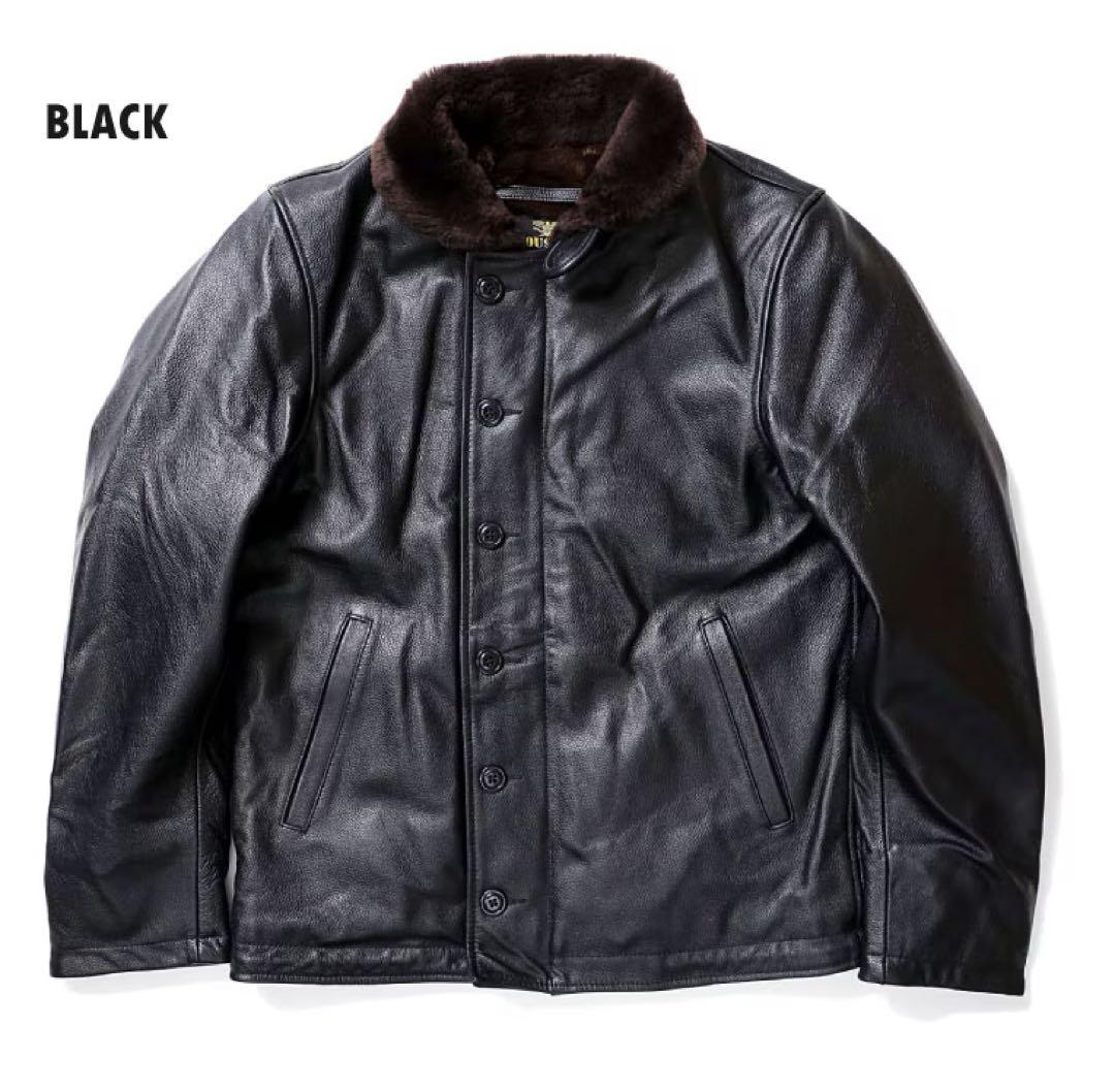 HOUSTON／ヒューストン／N-1／カウレザー／ブラック／40