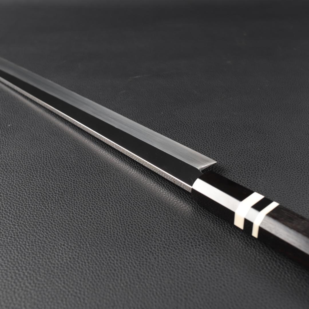 8398 柳刃包丁 尺一 鏡面仕上げ 刺身包丁 黒檀黒水牛角白三本巻八角柄