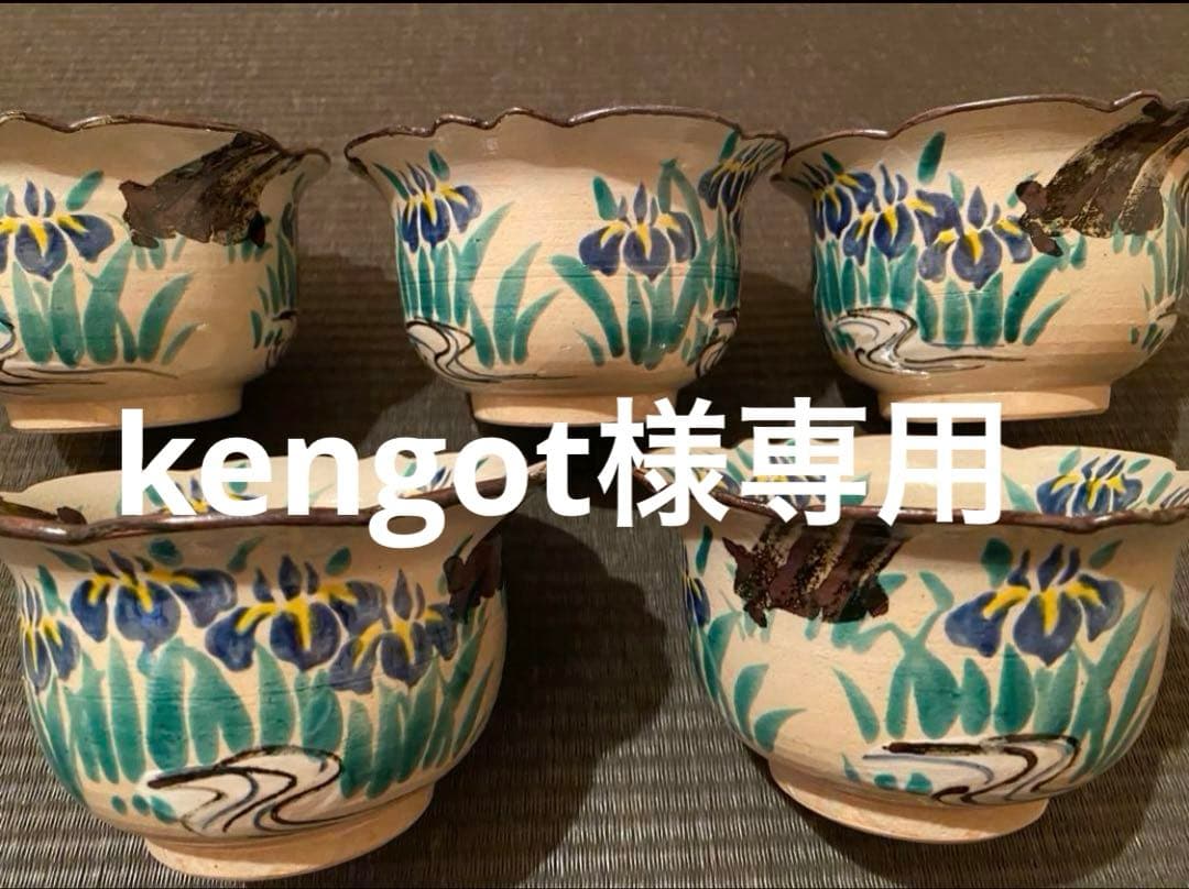 乾山写菖蒲向付12客　京焼