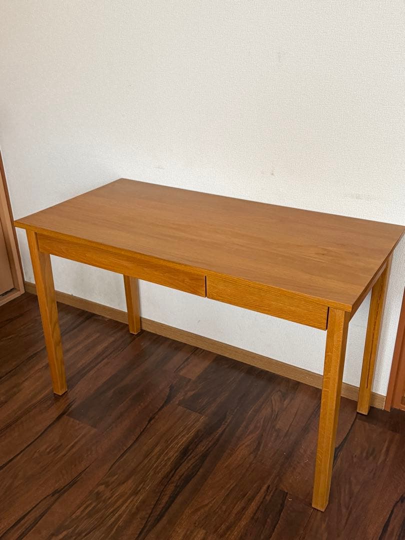 【送料込み】無印良品 木製デスク オーク材 学習机　引き出し付き