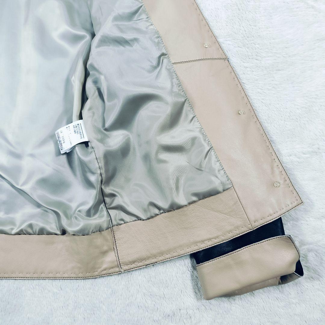 【美品】BALMAIN　シープスキン　ブラック/ベージュ　11号　リアルレザー