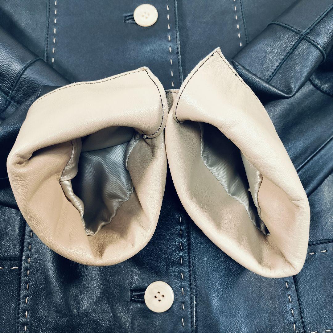 【美品】BALMAIN　シープスキン　ブラック/ベージュ　11号　リアルレザー