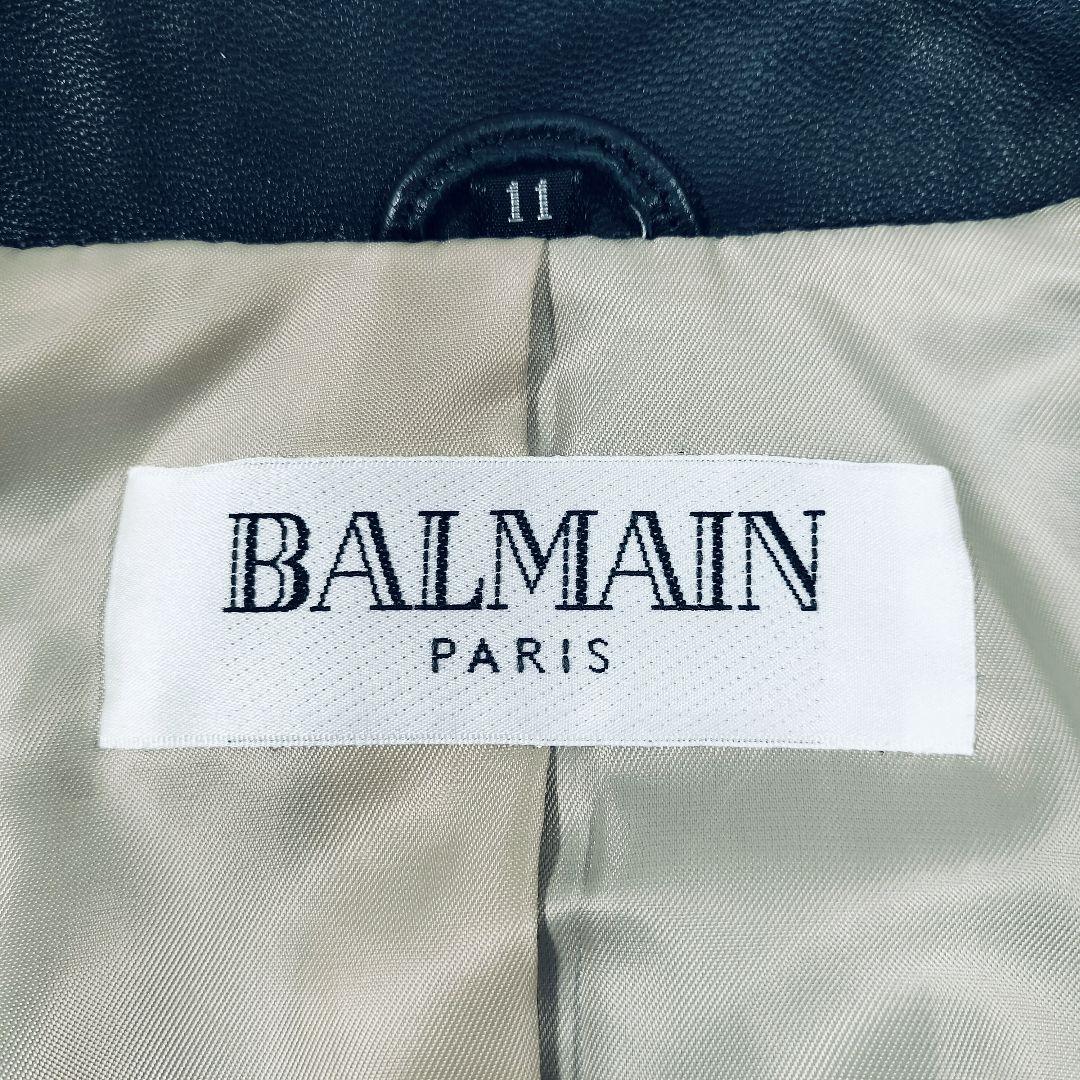【美品】BALMAIN　シープスキン　ブラック/ベージュ　11号　リアルレザー