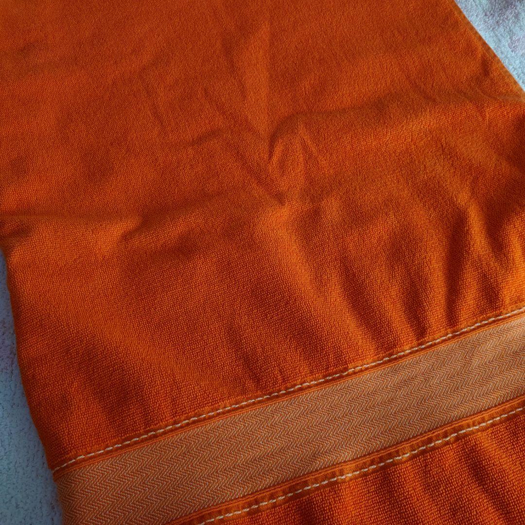 HERMES Bain オレンジタオル フリンジ付き
