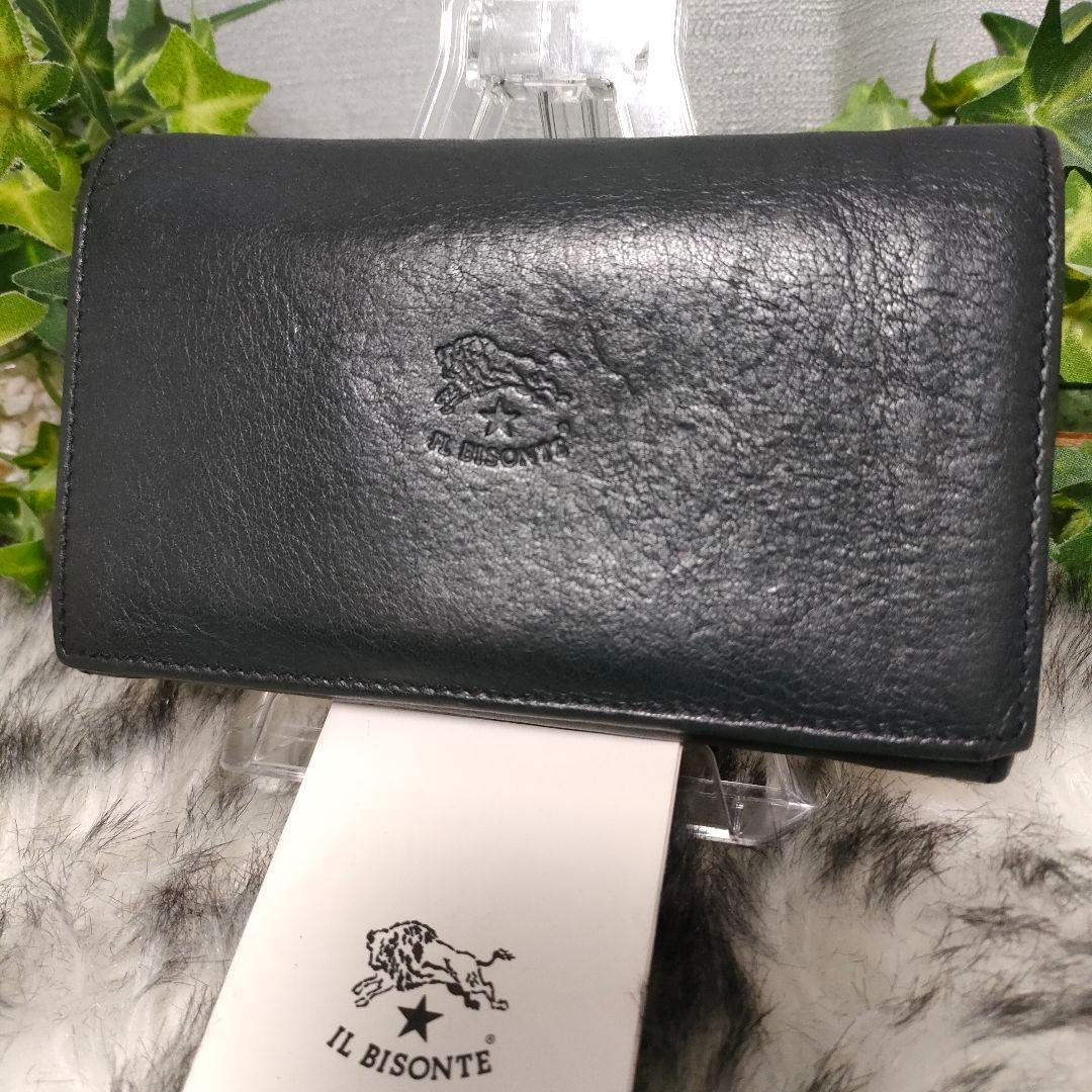 希少 イルビゾンテ 2つ折り財布 ミディアムウォレット ネイビー レザー 革 紺