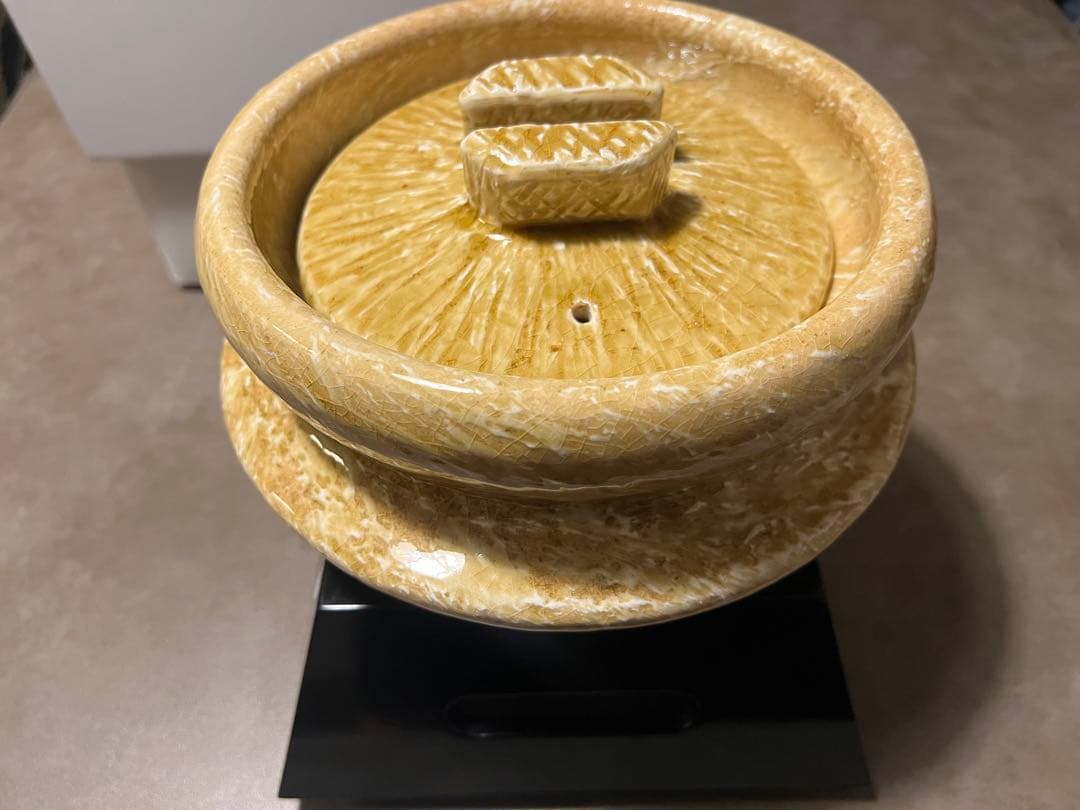 貴重　新品　中川一辺陶 雲井窯　稲穗ツバ付き御飯鍋　台付 2合