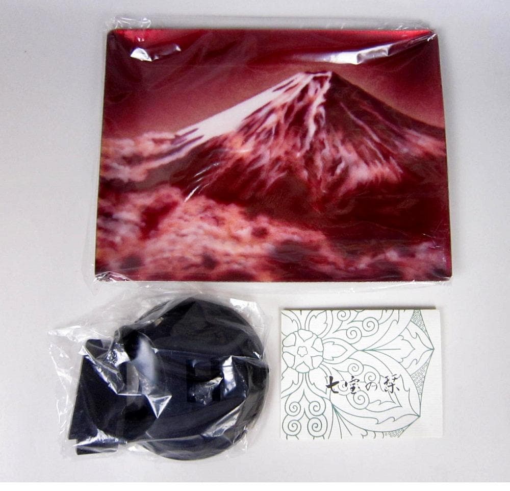 七宝焼　飾皿　赤富士 【新品・未使用】