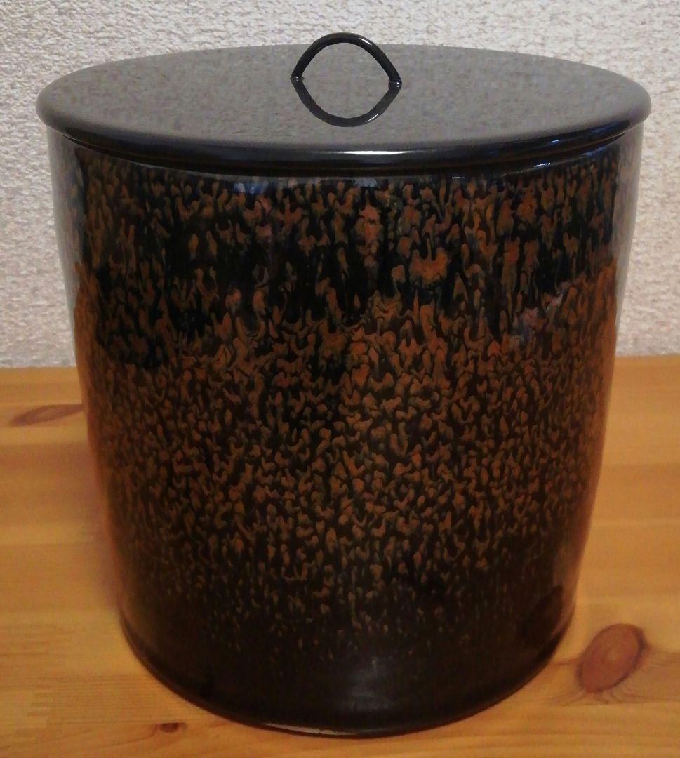 鎌田幸二作　褐釉滴　天目　水指　共箱　共布　茶道具