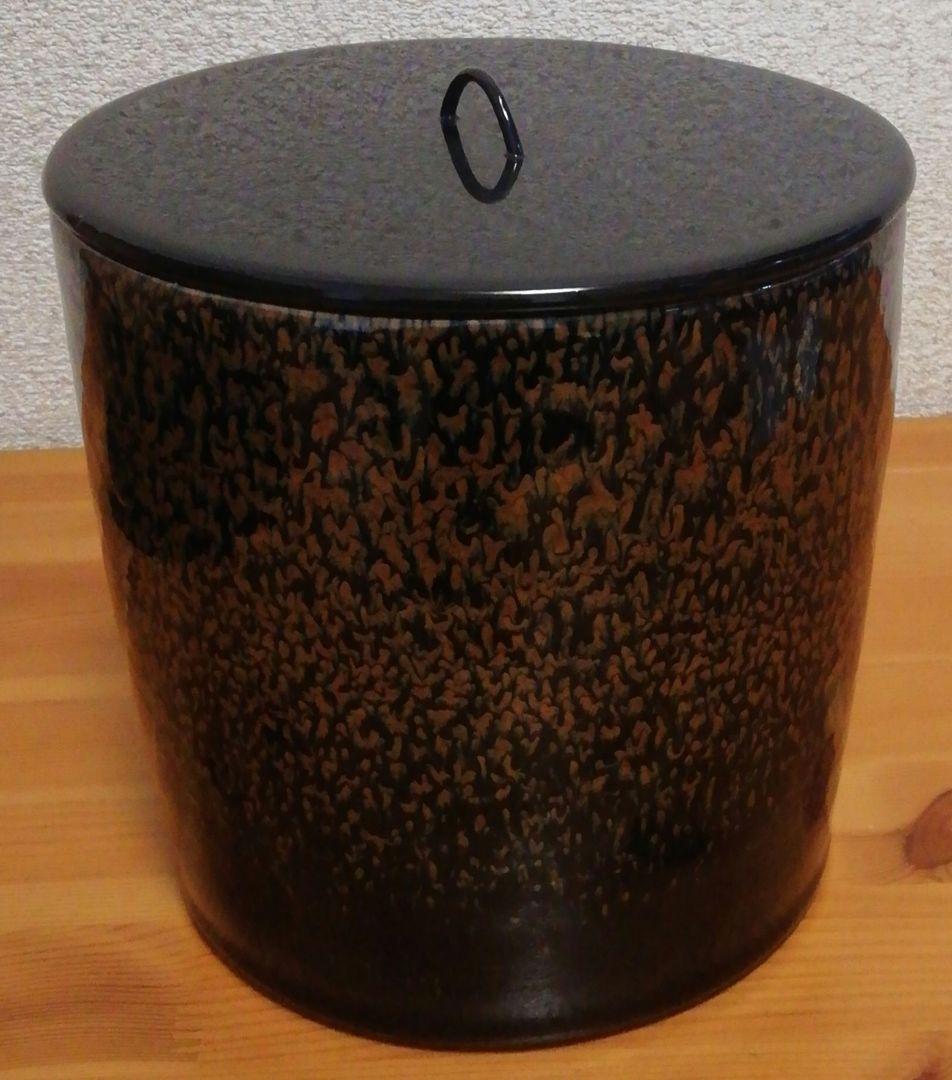 鎌田幸二作　褐釉滴　天目　水指　共箱　共布　茶道具