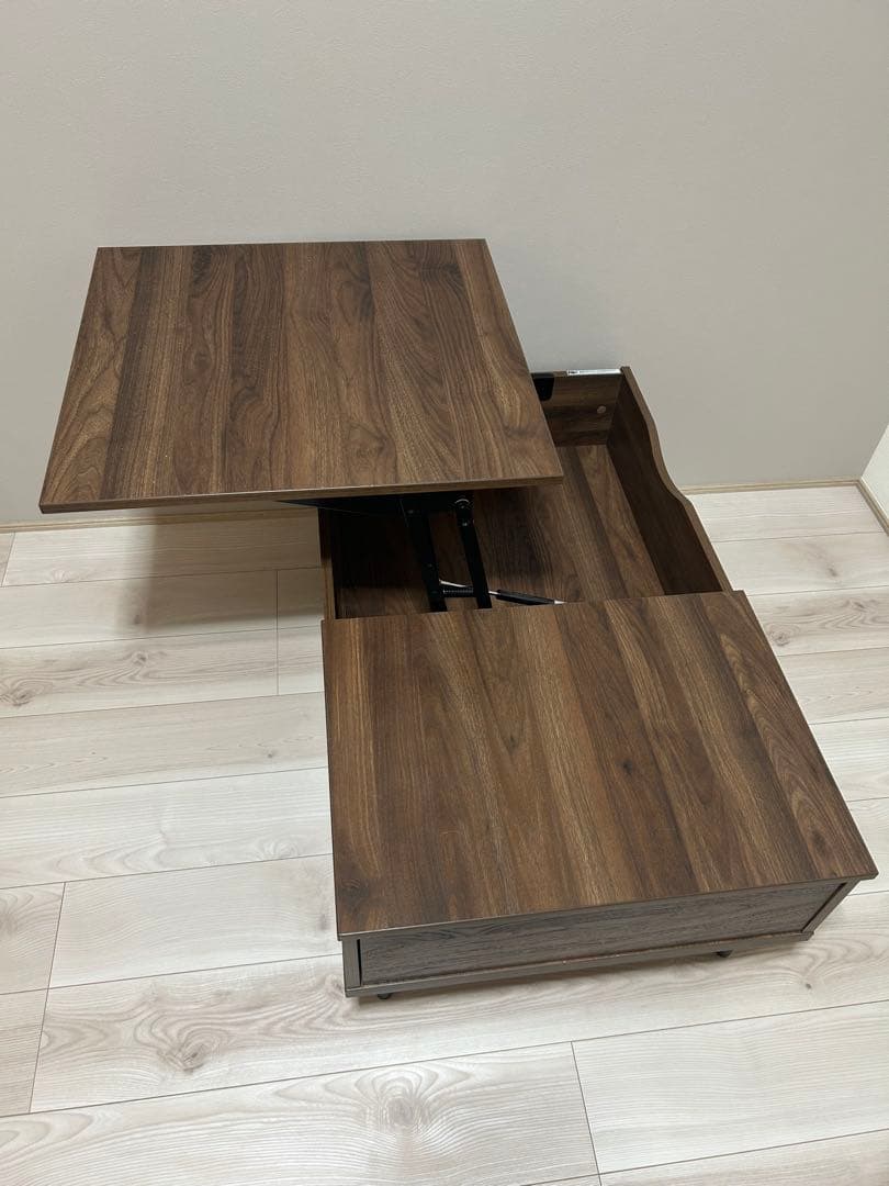 四*兵様 ニトリ製 昇降式 センターテーブル ローテーブル 収納付き ブラウン