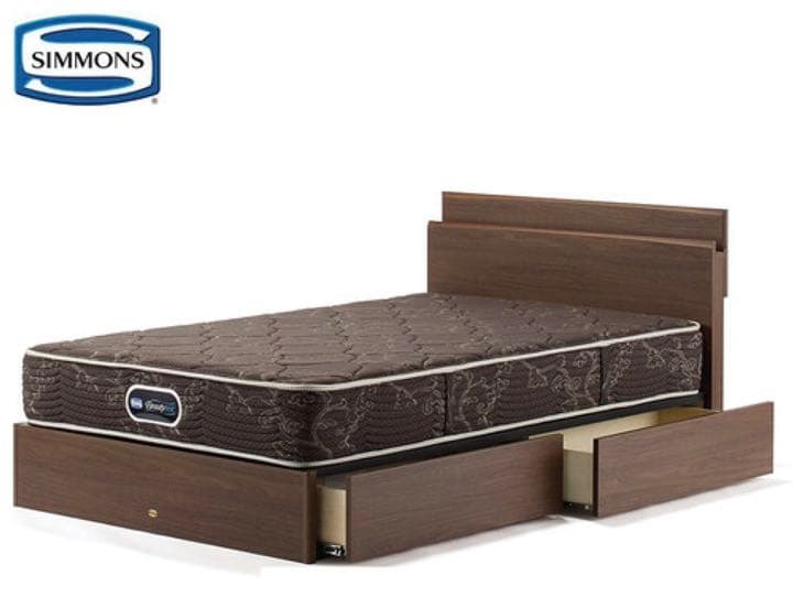 シモンズ　ダブルベッド　引出付き　フレーム+マットレス