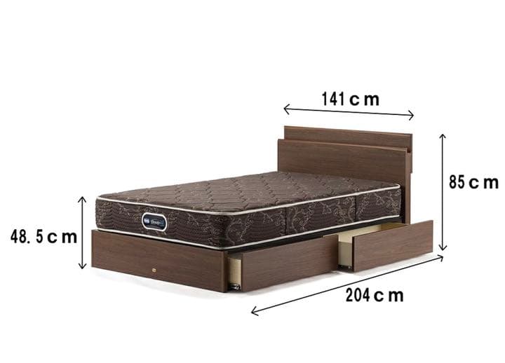 シモンズ　ダブルベッド　引出付き　フレーム+マットレス