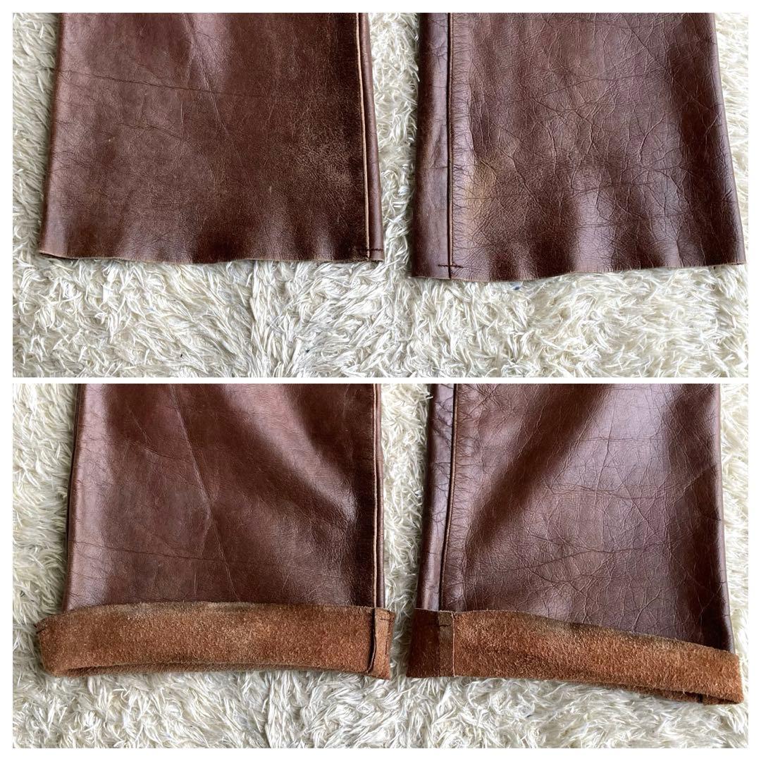 【✨本革】odin レザーパンツ 31 ブーツカット ブラウン