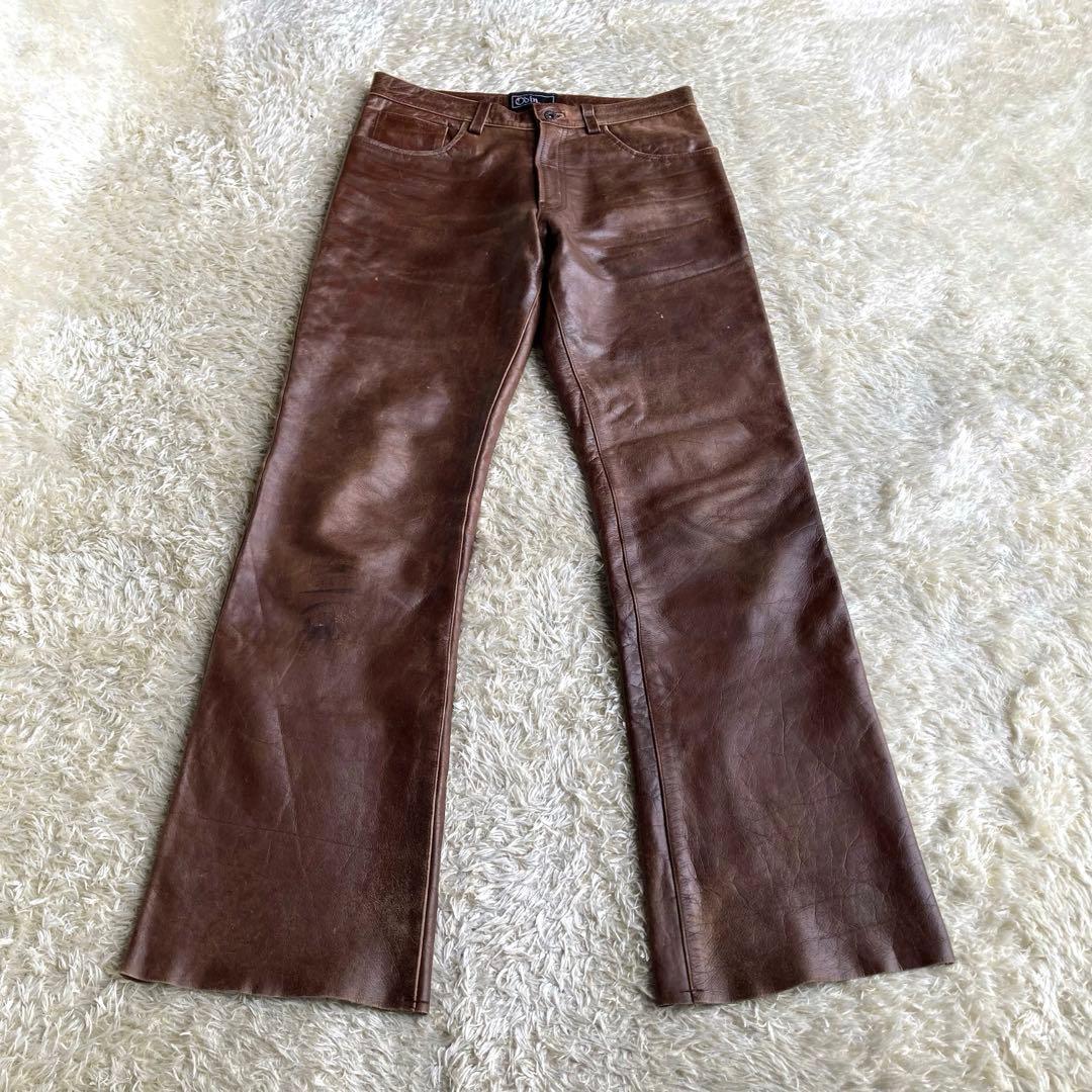 【✨本革】odin レザーパンツ 31 ブーツカット ブラウン