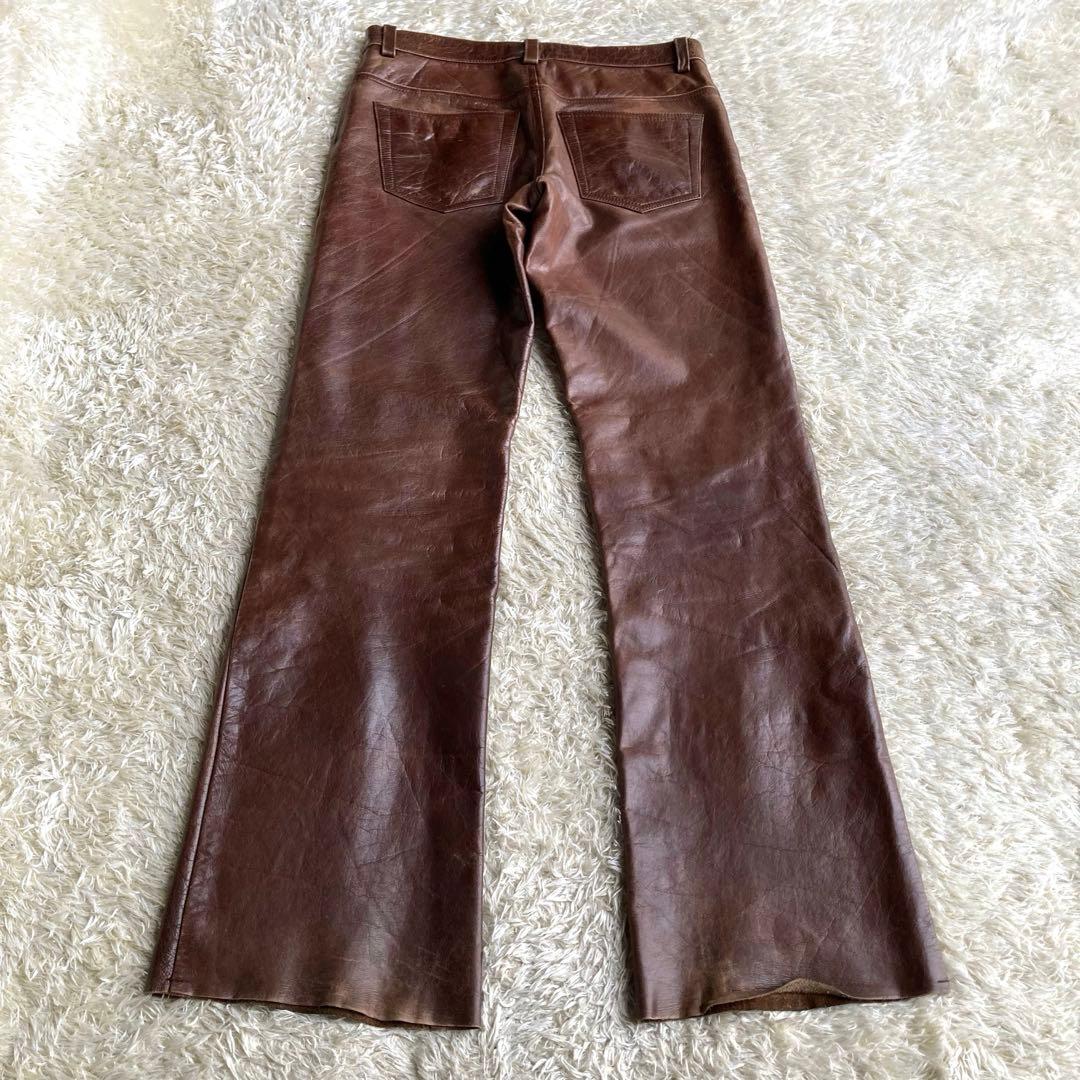 【✨本革】odin レザーパンツ 31 ブーツカット ブラウン