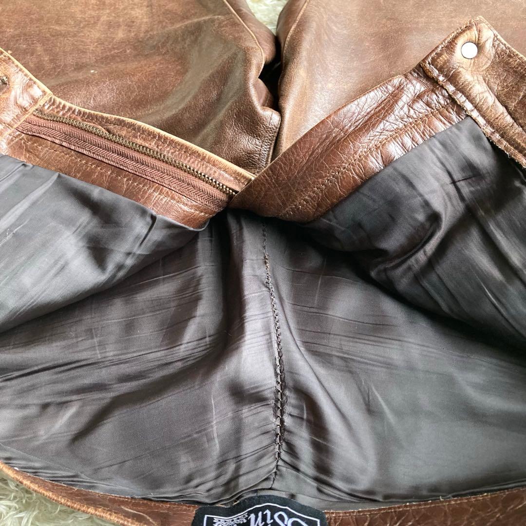 【✨本革】odin レザーパンツ 31 ブーツカット ブラウン