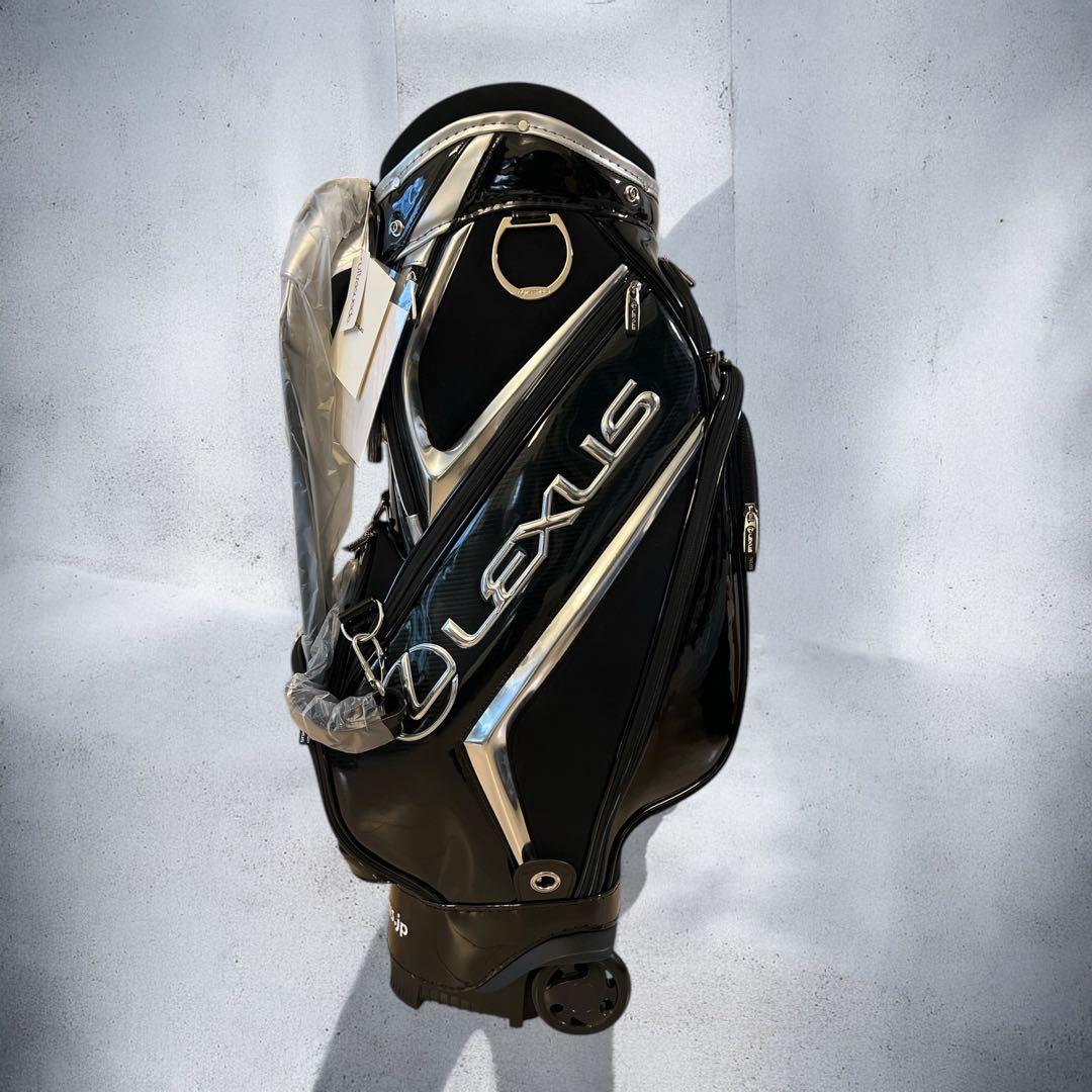 最終値下新品LEXUS ブラック キャディバッグ ホイール付　ヘッドカバー3個付