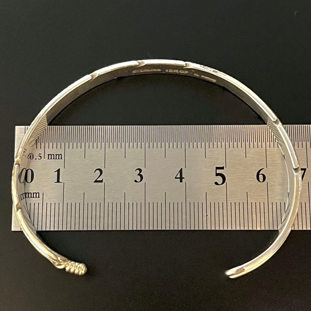 ナバホ ハーヴィーメイス 12KGF フェザー バングル インディアンジュエリー