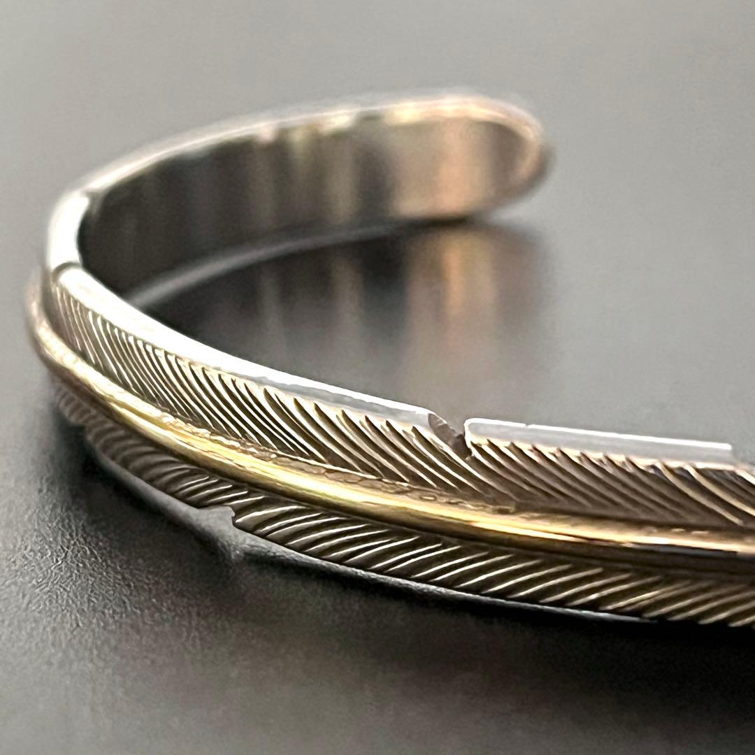 ナバホ ハーヴィーメイス 12KGF フェザー バングル インディアンジュエリー