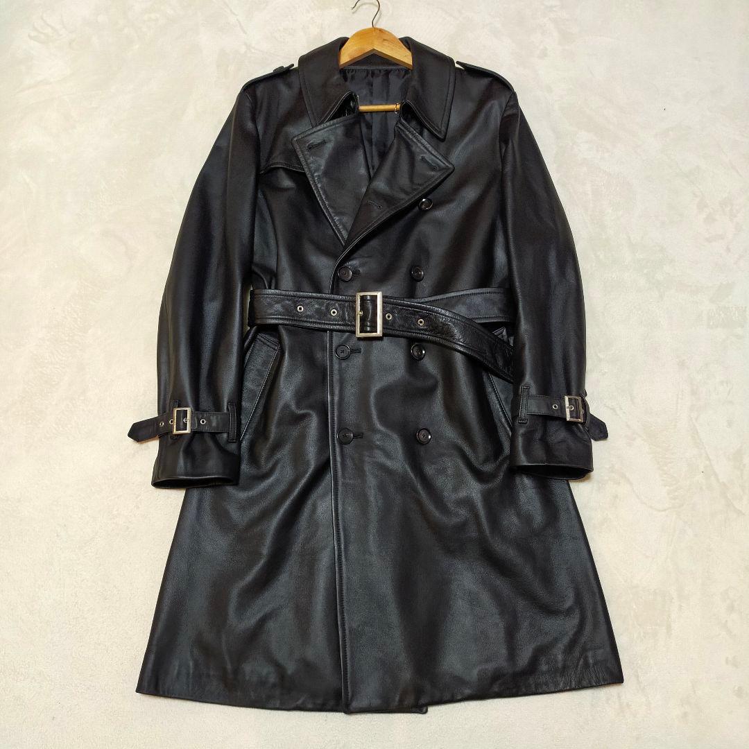 美品　semantic design　オールドレザートレンチコート　羊革