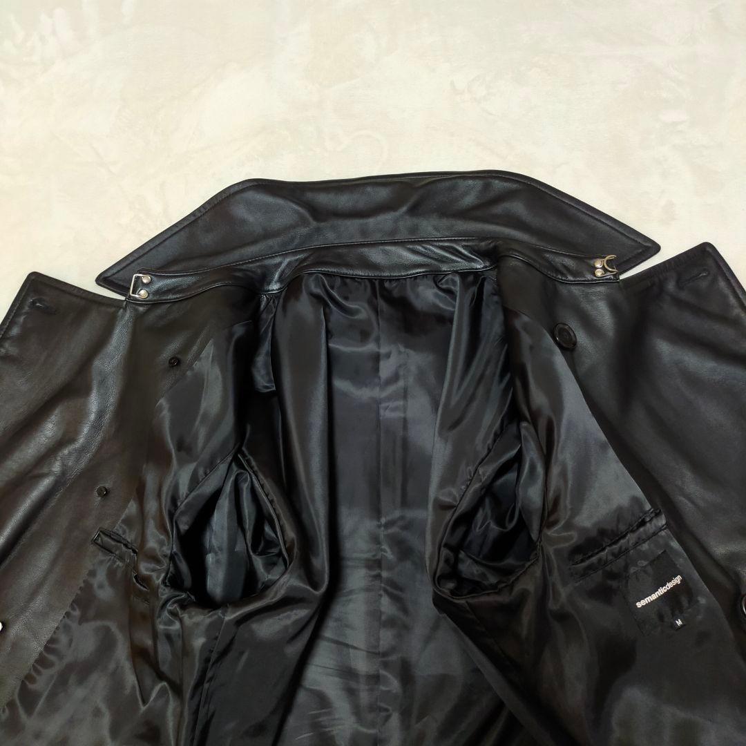 美品　semantic design　オールドレザートレンチコート　羊革