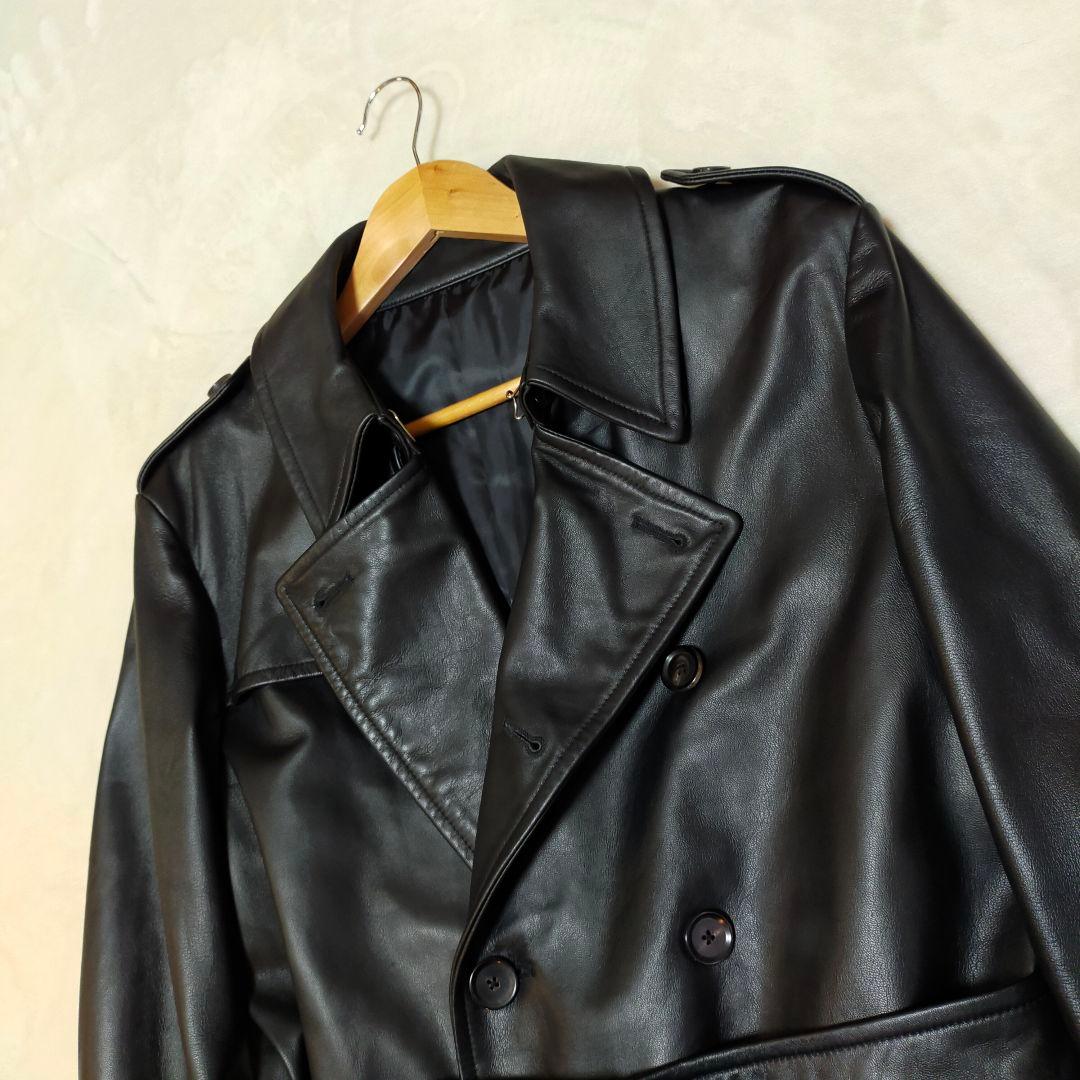 美品　semantic design　オールドレザートレンチコート　羊革
