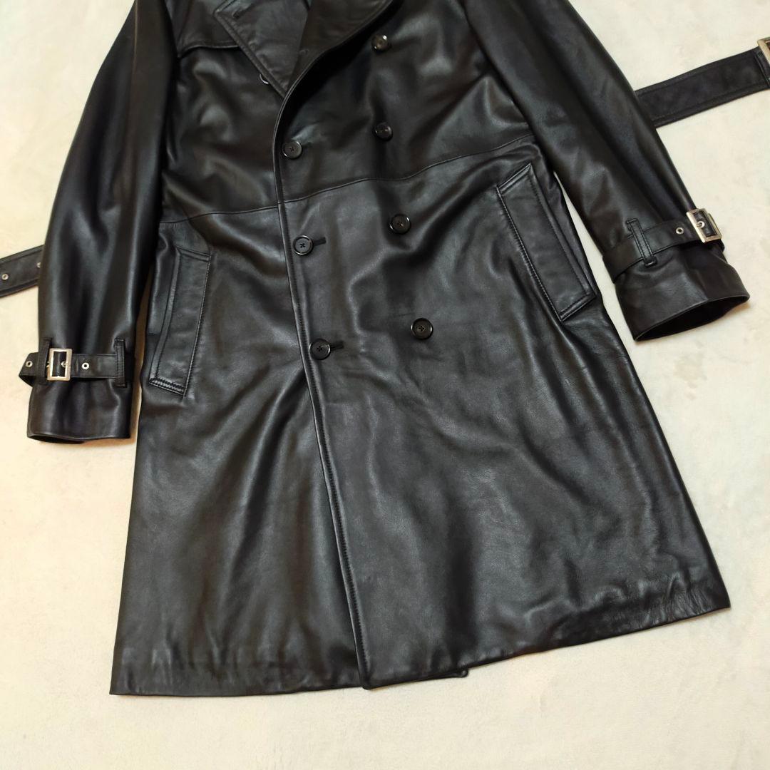 美品　semantic design　オールドレザートレンチコート　羊革