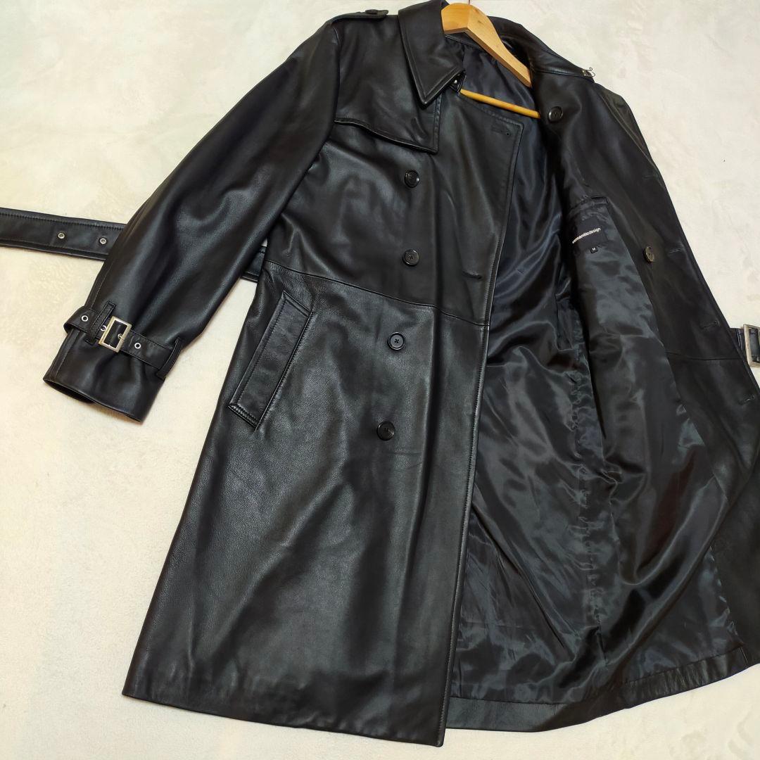 美品　semantic design　オールドレザートレンチコート　羊革