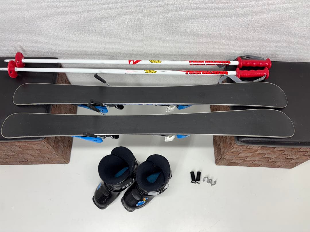 KAZAMA スキー板 86cm キッズ ビンディング ストック ブーツ セット