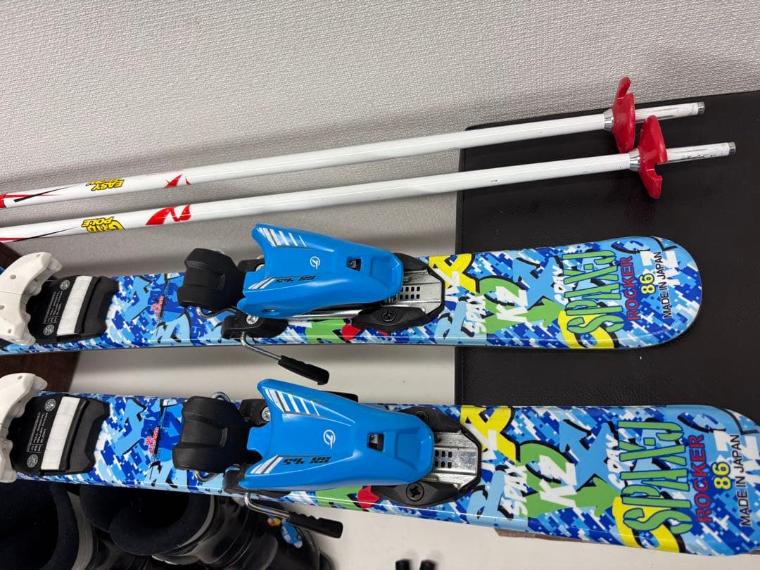 KAZAMA スキー板 86cm キッズ ビンディング ストック ブーツ セット