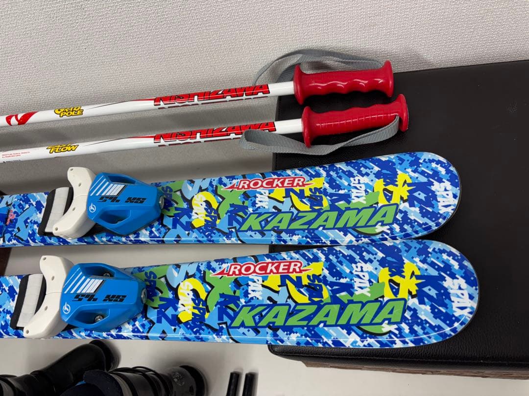 KAZAMA スキー板 86cm キッズ ビンディング ストック ブーツ セット