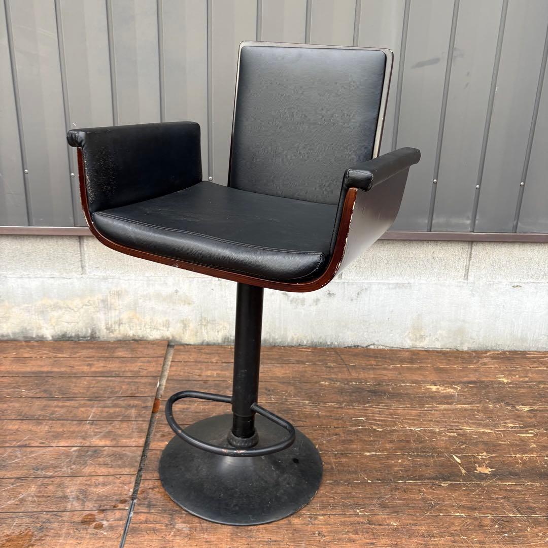 ② 北欧レトロ 木製フレーム カウンターチェア バーチェア 古家具 ビンテージ