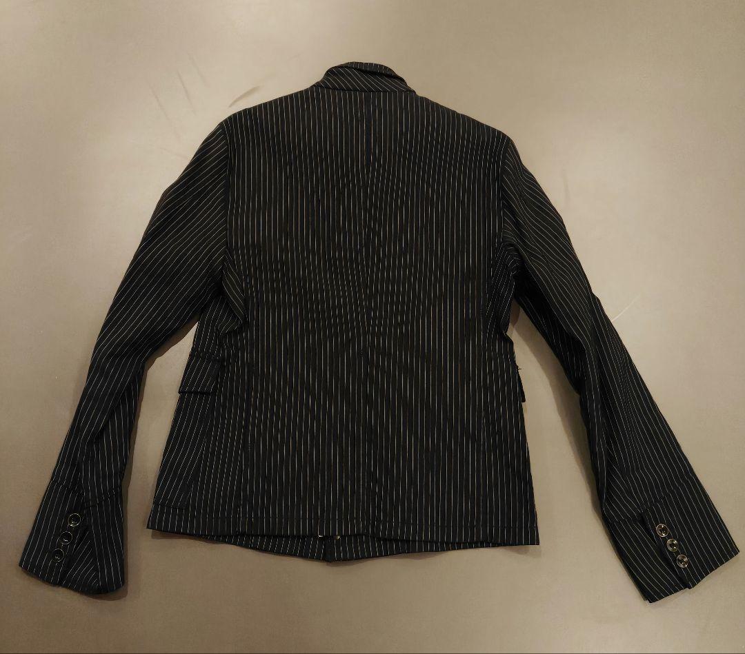 (美品) エンポリオアルマーニ シャツ ジャケット 3D ストライプ ジップ