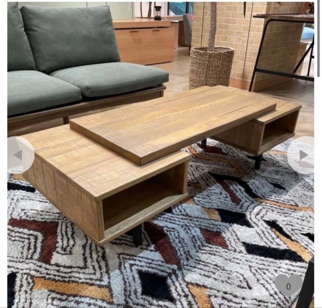 コロナドコーヒーテーブル　 木製センターテーブル　収納付き