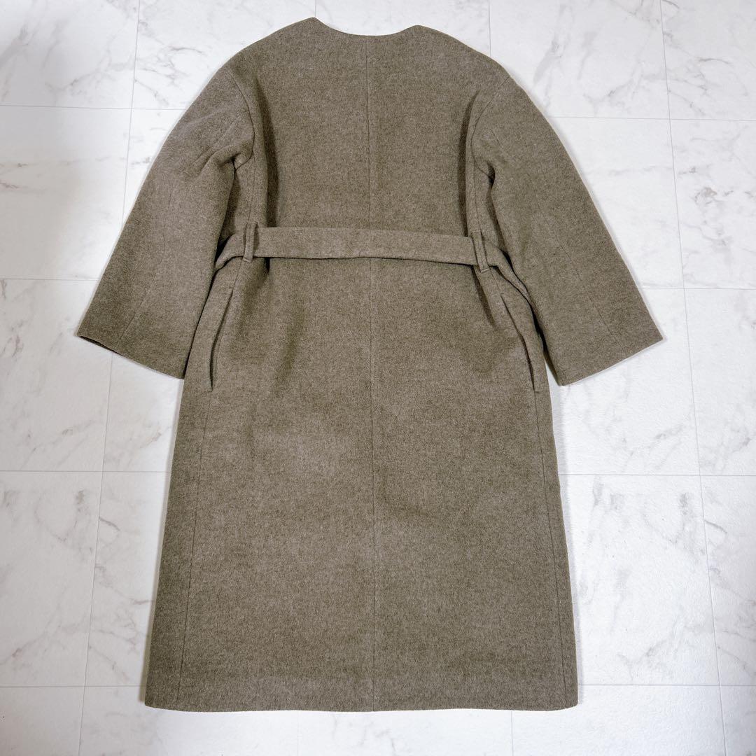 美品 Beauty&Youth ビーバーノーカラーロング コート S 20AW