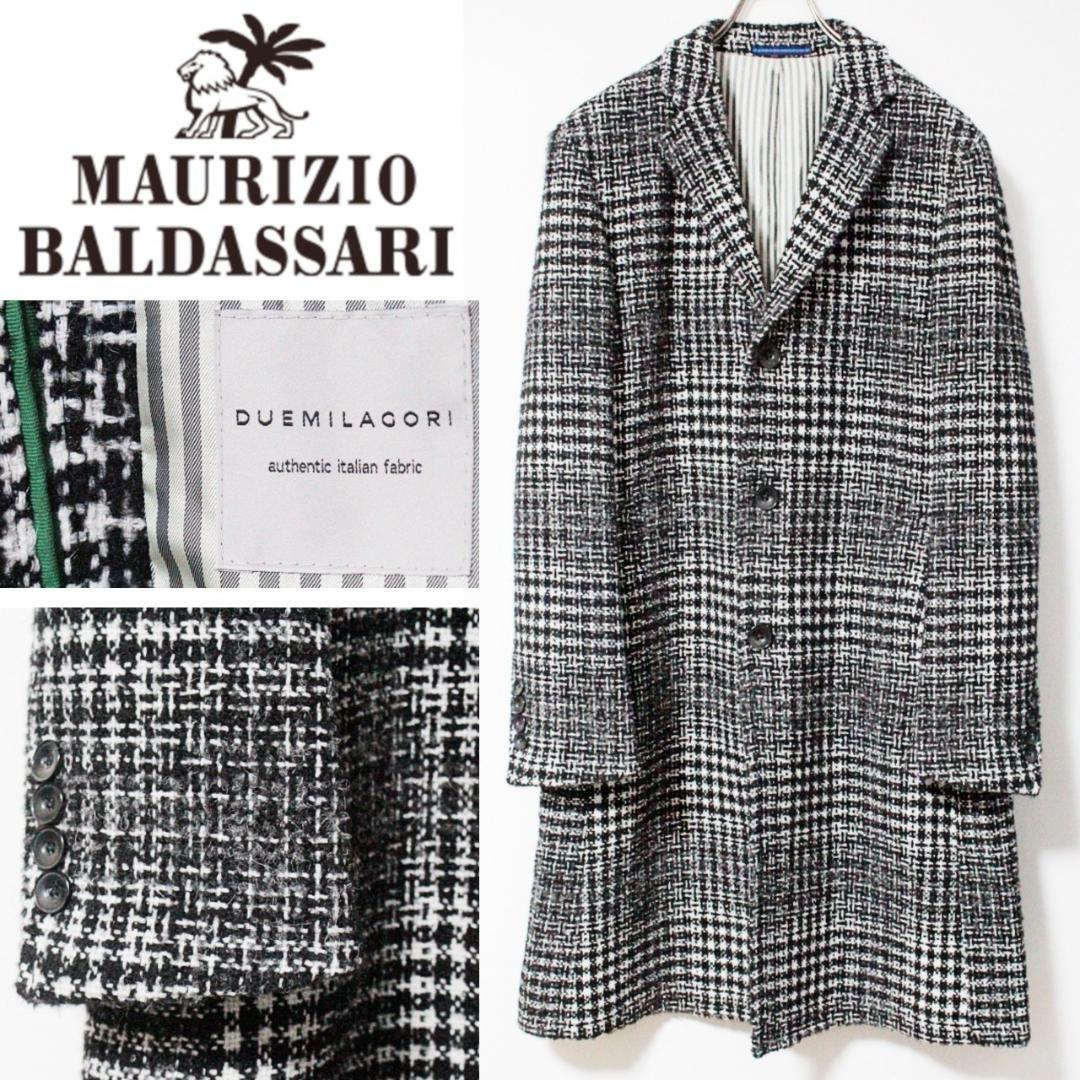 新品 定価108900円 高島屋 メランジツイード千鳥格子 チェスターコート L