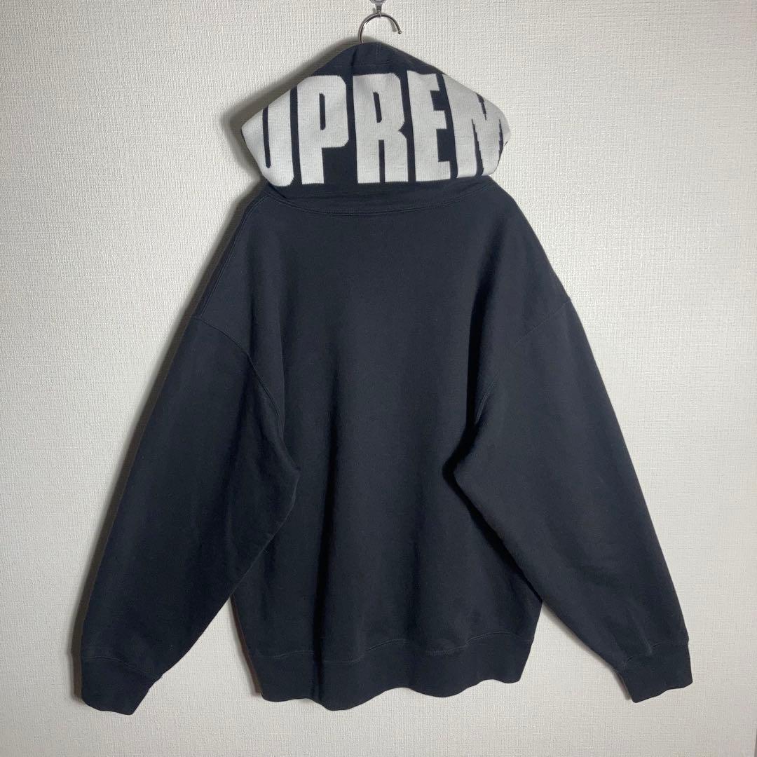 SUPREME プルオーバーパーカー フードロゴ 黒 L.