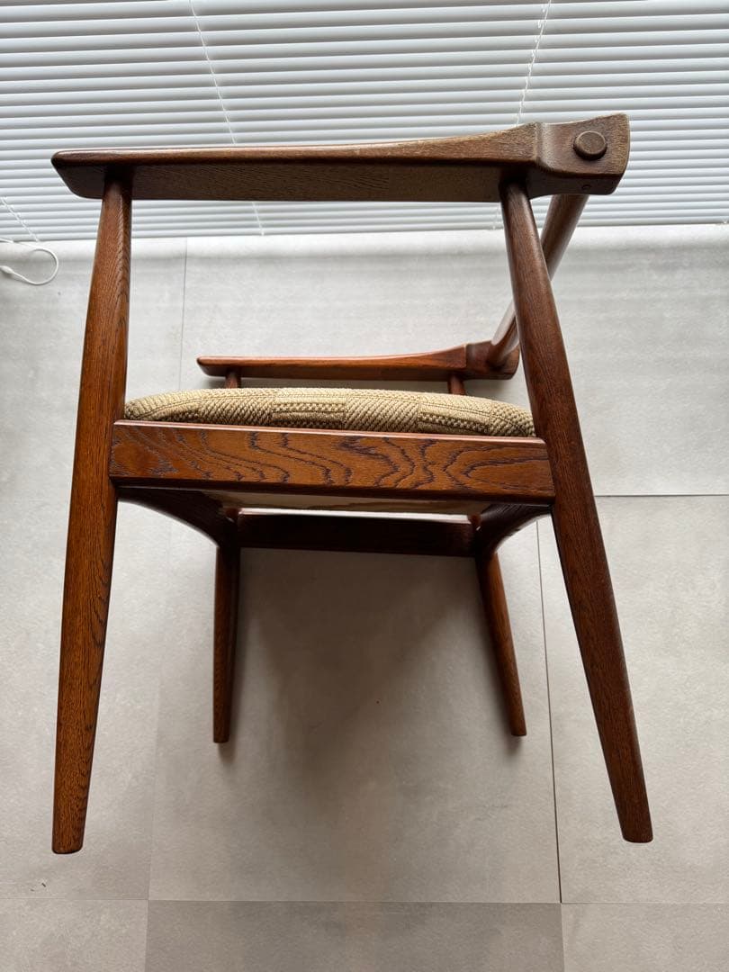 ミッドセンチュリー 木製 椅子 チェック柄