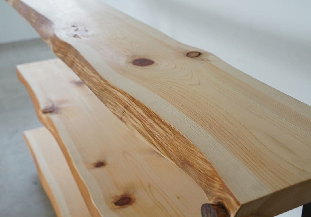 一枚板　エアーシェルフ 商品棚等 (幅180x奥行35x高さ90cm) 送料無料