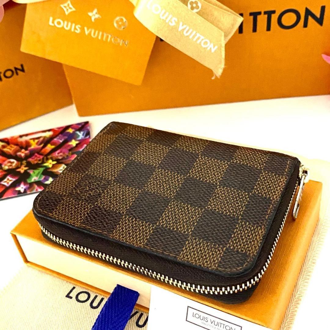 ルイ ヴィトン◎ダミエ パース ラウンドファスナー 小銭入れ エベヌ 茶色