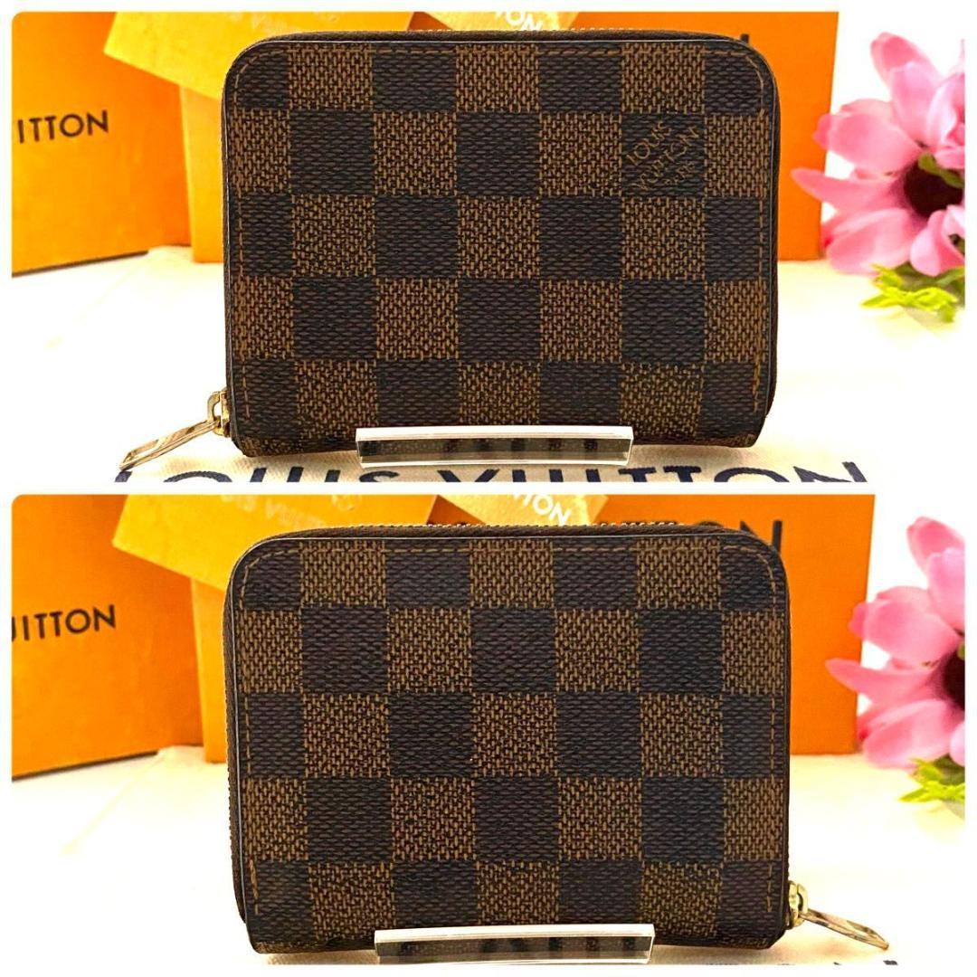 ルイ ヴィトン◎ダミエ パース ラウンドファスナー 小銭入れ エベヌ 茶色