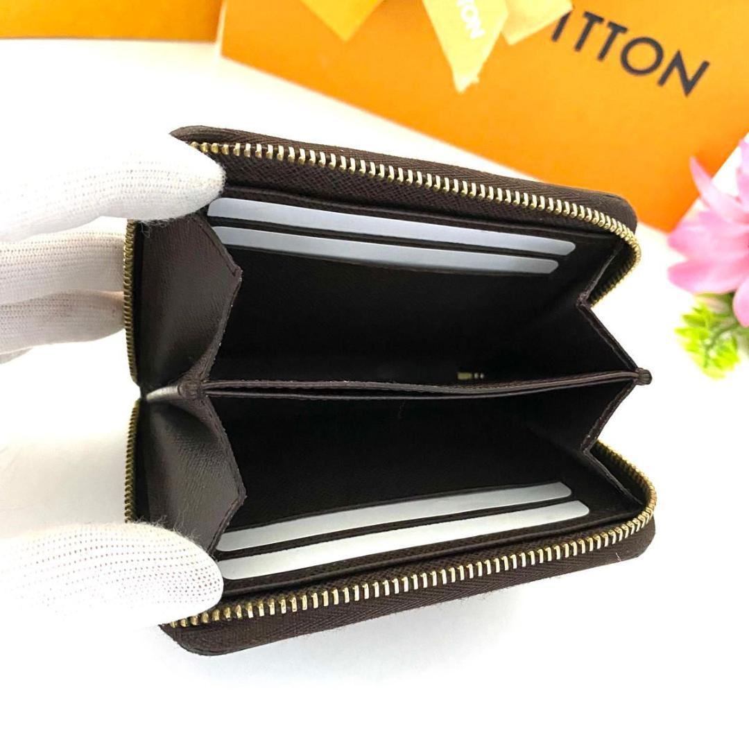 ルイ ヴィトン◎ダミエ パース ラウンドファスナー 小銭入れ エベヌ 茶色