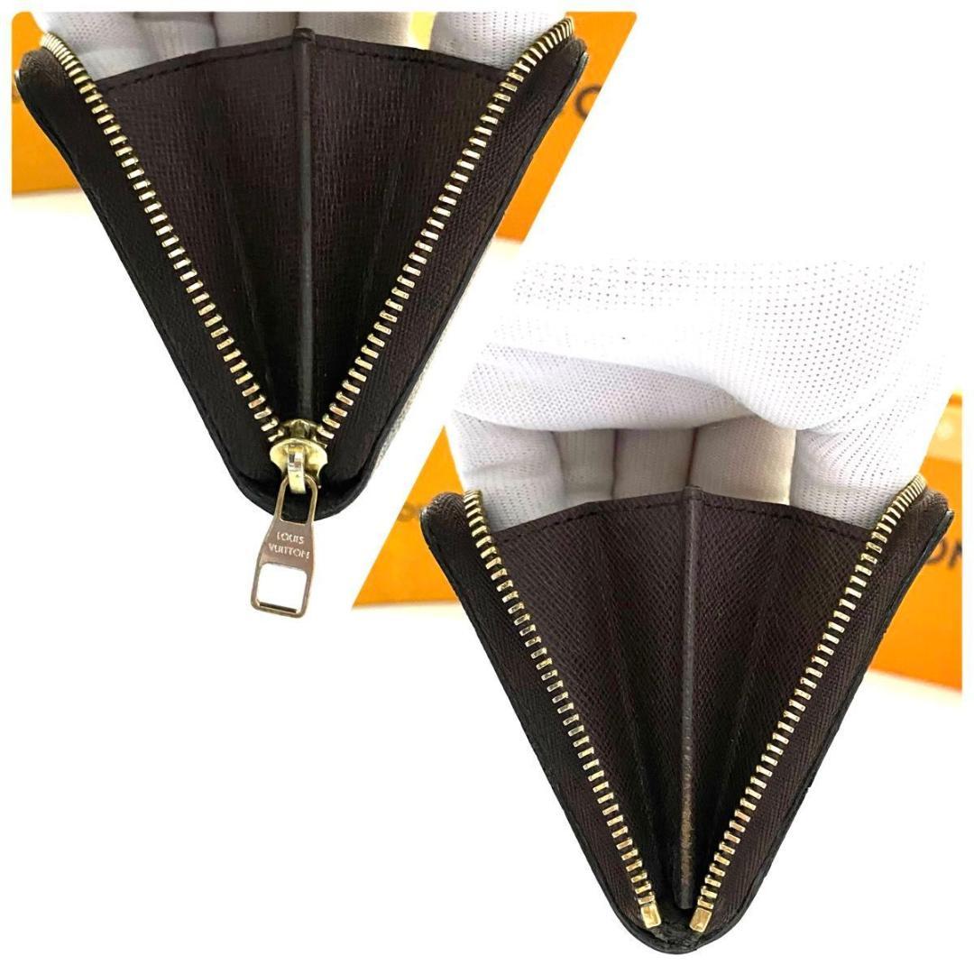 ルイ ヴィトン◎ダミエ パース ラウンドファスナー 小銭入れ エベヌ 茶色