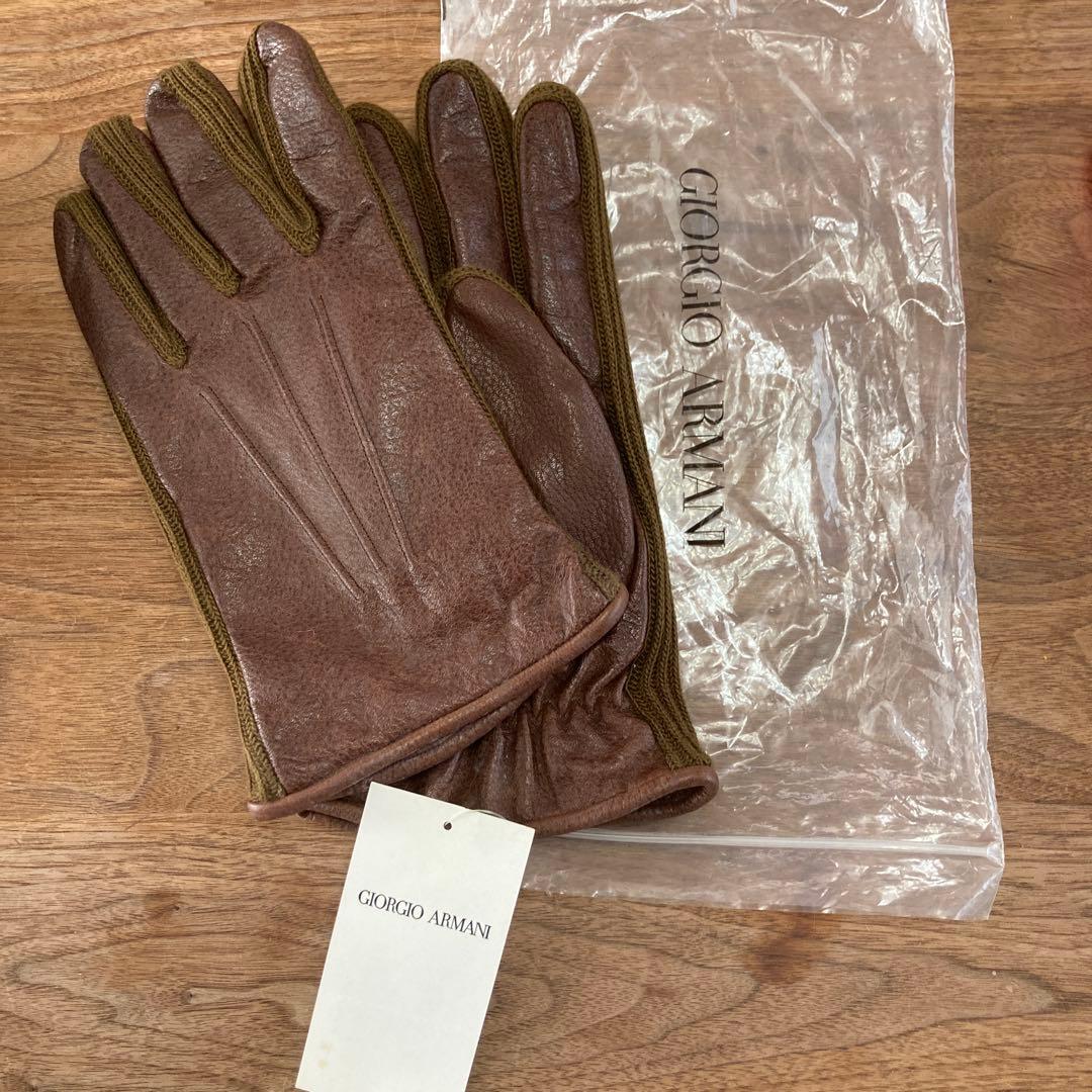 Giorgio Armani ブラウンレザー手袋