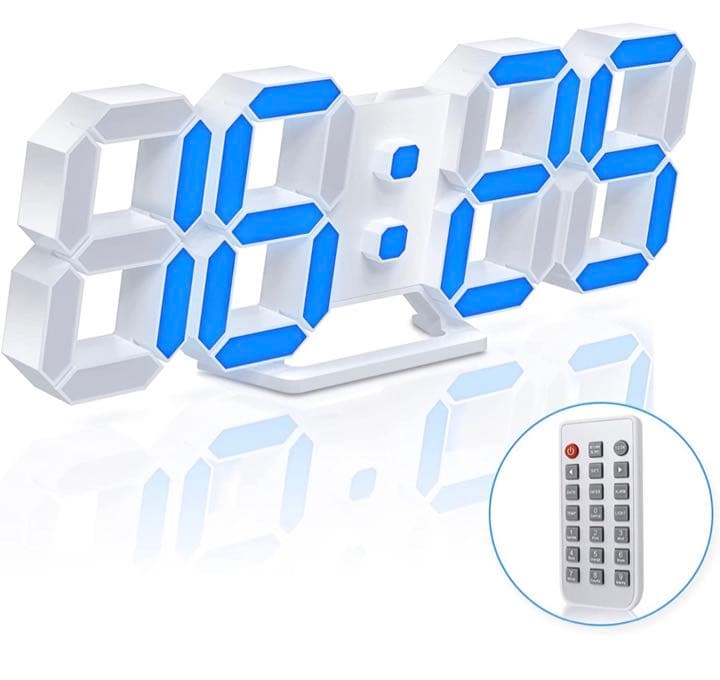 7色 デジタル時計 LED時計 壁掛け時計 明るさ自動感応 3D置き時計